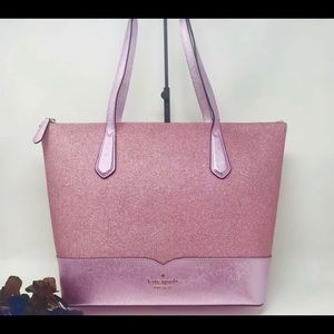 KATE SPADE-LOLA GLITTER TOTE/PURSE -ROSE PINK